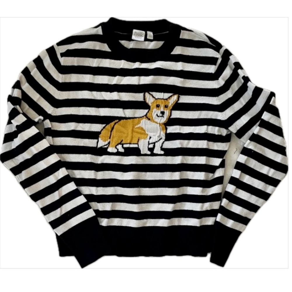 Simons Black and White Striped Sweater